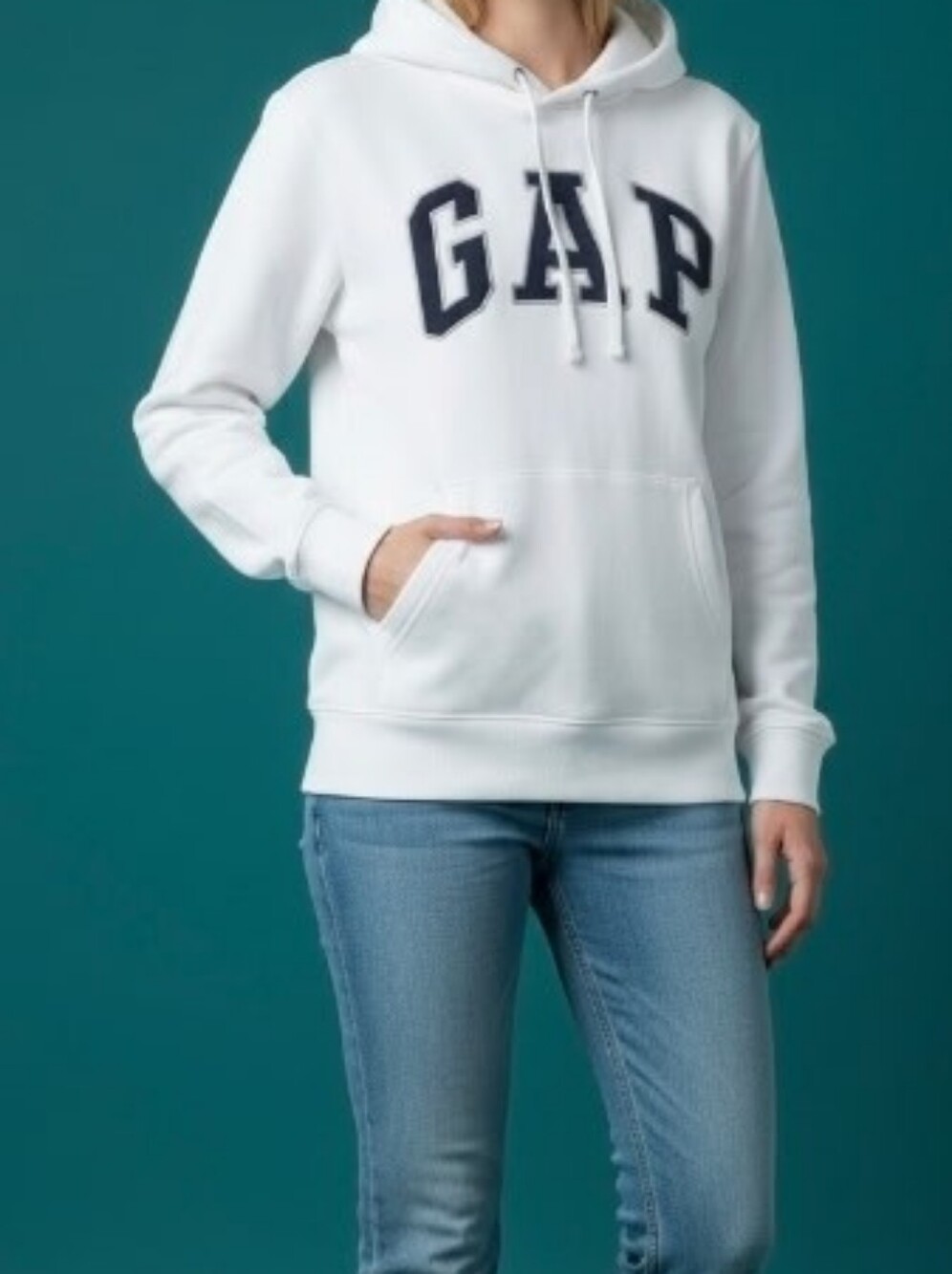 GAP White Hoodie with Navy Lettering Varsity Logo
